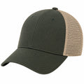 Basecap Einheitsgröße Dunkelgrün Beige mit Mesh-Rückseite und gebogenem Schirm