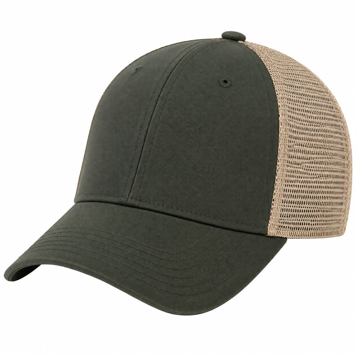 Basecap Einheitsgröße Dunkelgrün Beige mit Mesh-Rückseite und gebogenem Schirm