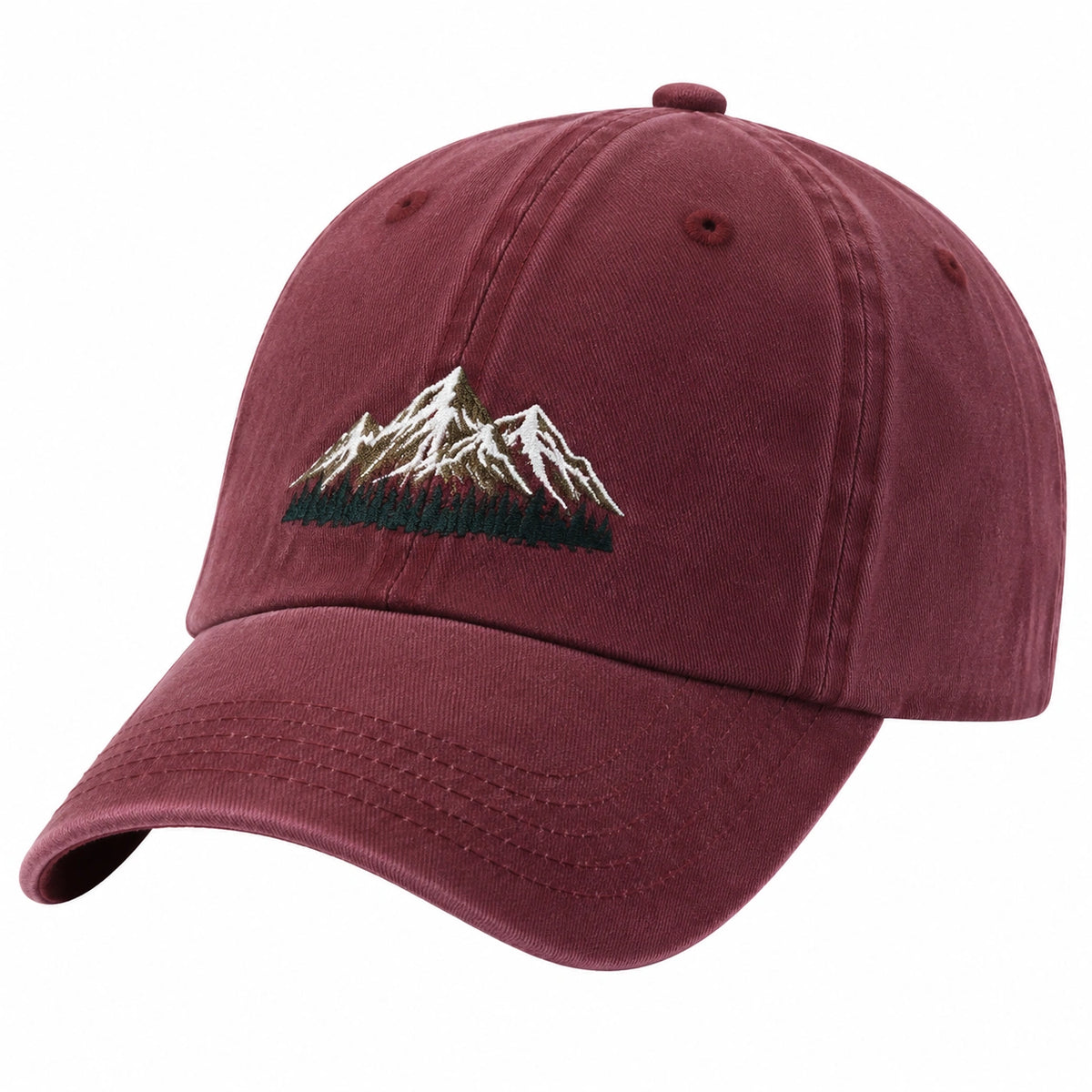 Baseballkappe Einheitsgröße aus Textilgewebe Bordeaux mit Bergstickerei für Freizeit