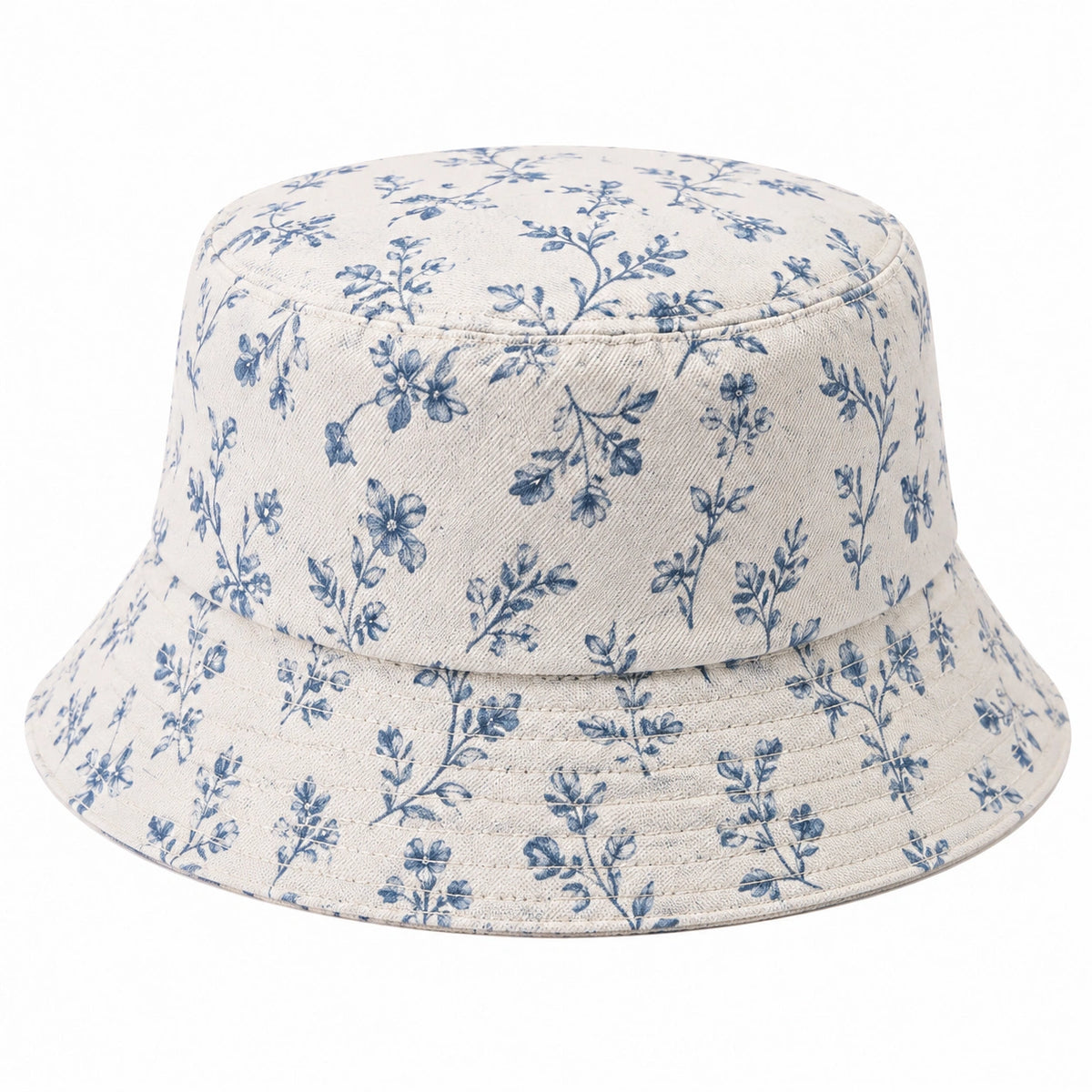 Anglerhut Einheitsgröße Textilgewebe Cremeblau Blumenmuster Freizeit