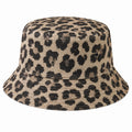 Bucket-Hut Einheitsgröße aus Textilgewebe Beige Schwarz mit Leopardenmuster