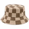 Anglerhut Einheitsgröße Rippstoff Beige Braun kariert mit Ösen