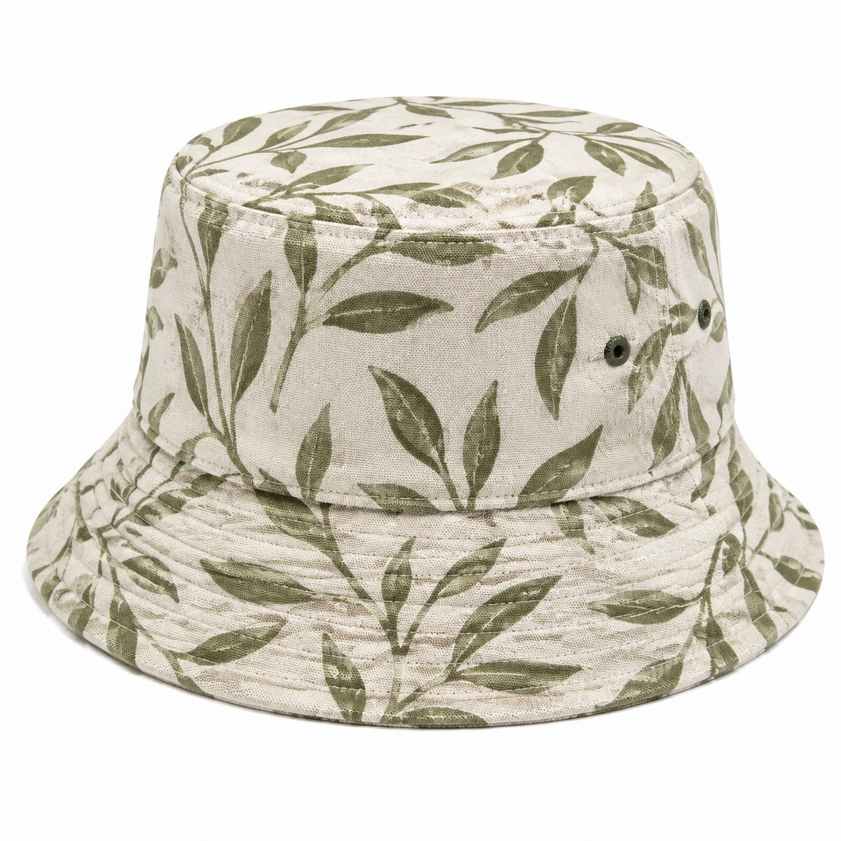 Anglerhut Einheitsgröße Beige Grün Blattmuster aus Textil für Freizeit