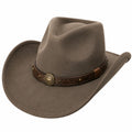Cowboyhut Einheitsgröße aus Veloursoptik in Taupe mit Dekorband im Westernstil