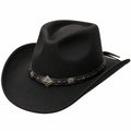 Cowboyhut Einheitsgröße Schwarz mit Zierband im Westernstil