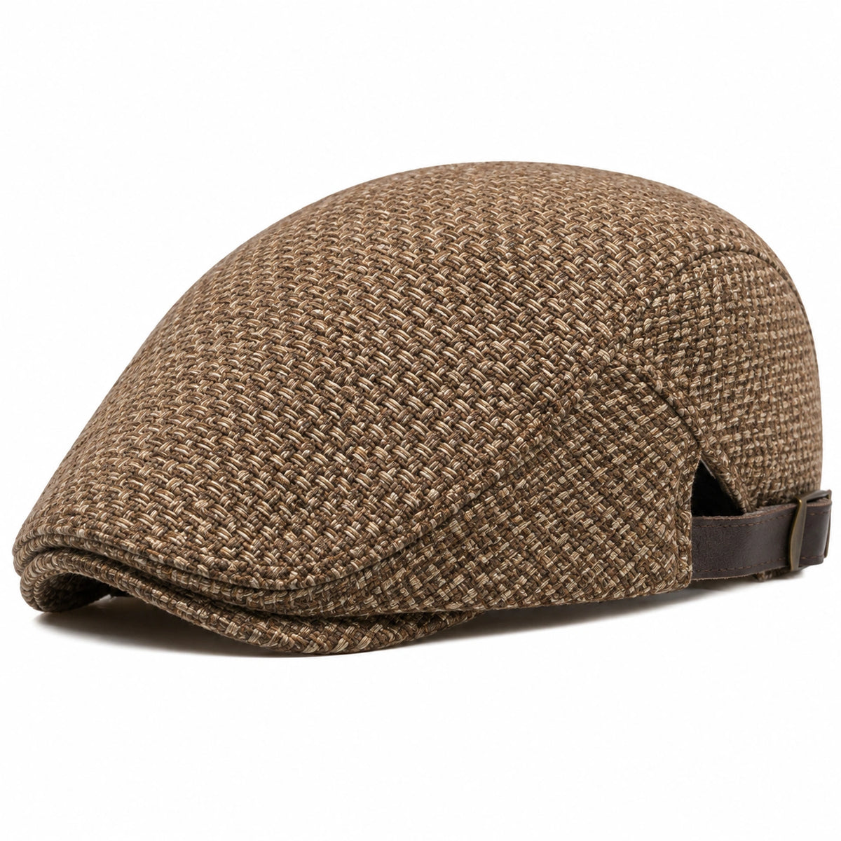Schiebermütze Einheitsgröße aus Webstoff Braun Beige verstellbar