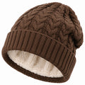 Strickmütze Einheitsgröße Braun mit Innenfutter Zopfmuster Wintermütze