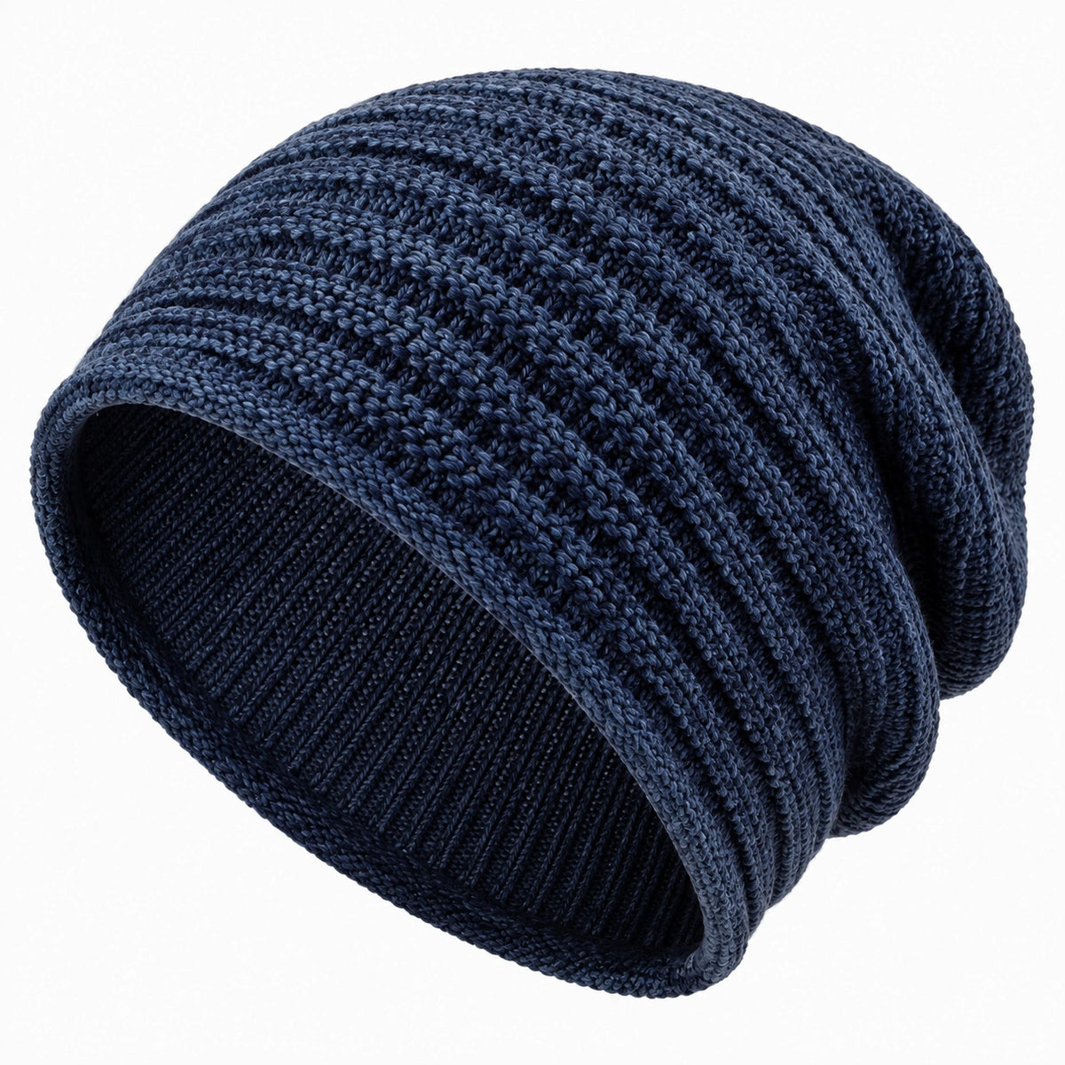 Strickmütze Einheitsgröße dunkelblau gerippt lässig