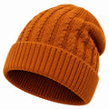 Strickmütze Einheitsgröße Orange mit Umschlag und Zopfmuster