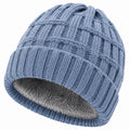 Strickmütze Einheitsgröße Hellblau mit Fleecefutter für Damen und Herren