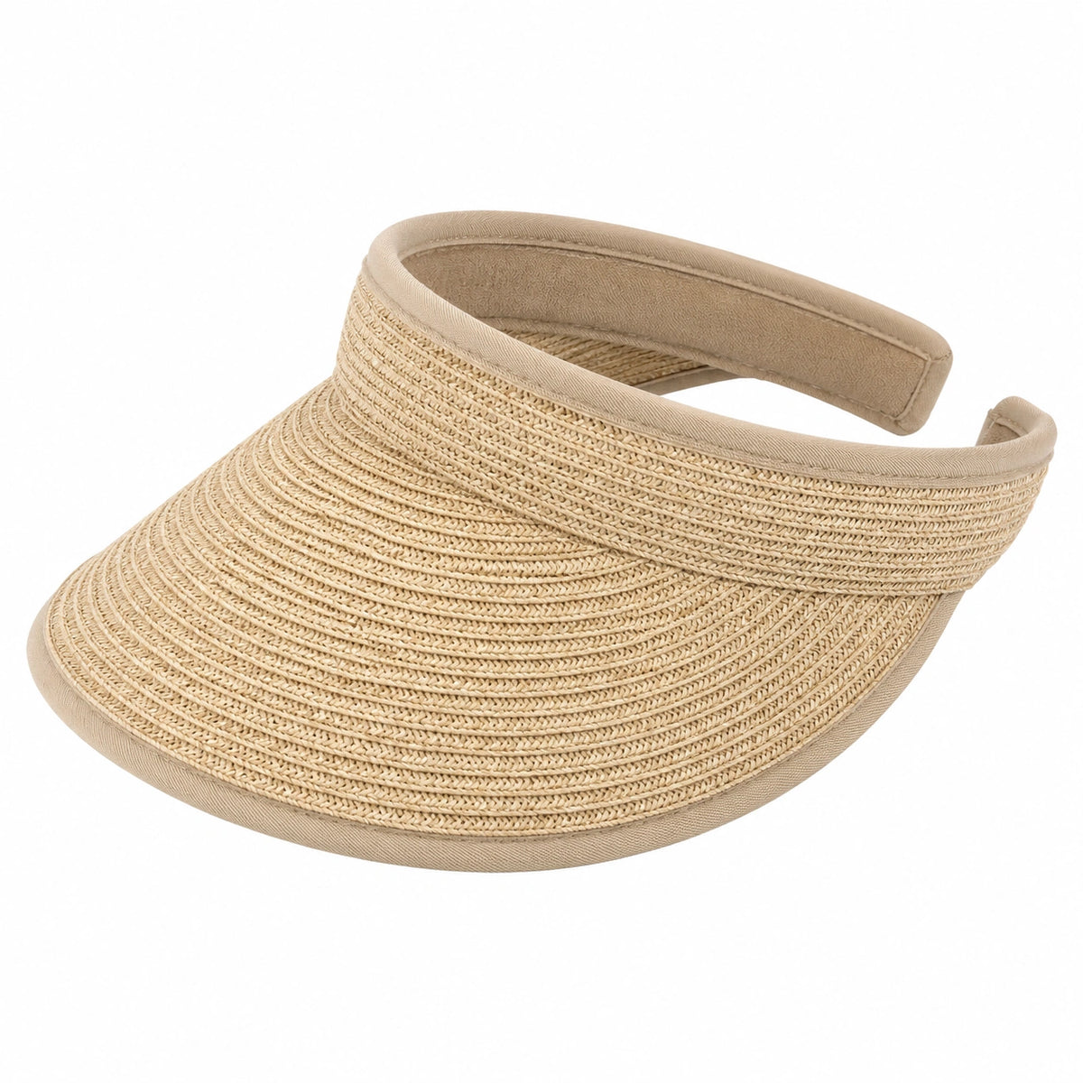 Damen Sonnenvisier Einheitsgröße Beige geflochtene Optik mit verstellbarem Band
